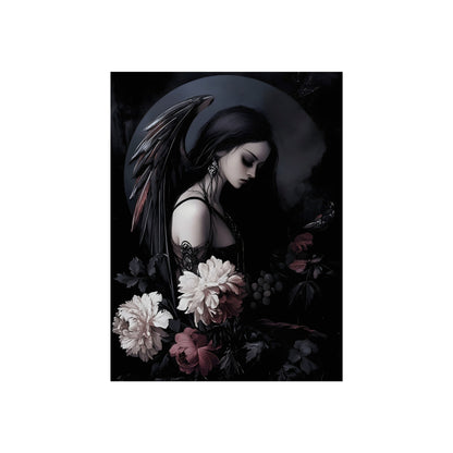 Winged in Bloom unframed gothic woman fine art paper print