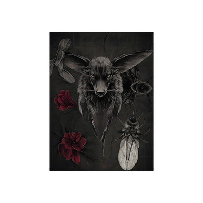 Wolf, Roses and Insect, art print, view 2