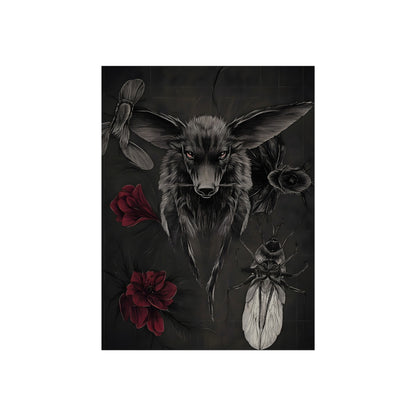 Wolf, Roses and Insect, art print, view 3