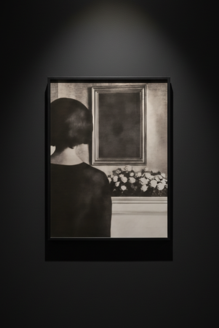 Woman Before the Empty Frame, art print