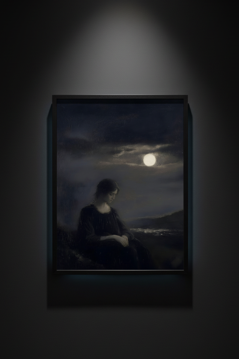 Woman Beneath the Full Moon, art print