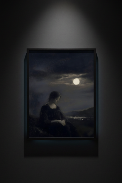 Woman Beneath the Full Moon, art print