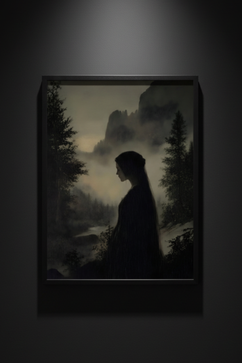 Woman in the Mountain Mist, art print