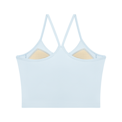Women's 2-Piece Layered Yoga T-Shirt in light blue, alternate angle
