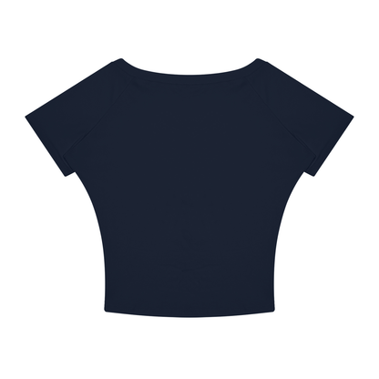 Women's Asymmetrical Cold Shoulder T-Shirt in navy blue, alternate angle