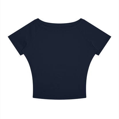 Women's Asymmetrical Cold Shoulder T-Shirt in navy blue