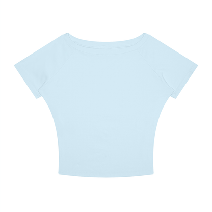 Women's Asymmetrical Cold Shoulder T-Shirt in sky blue