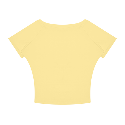 Women's Asymmetrical Cold Shoulder T-Shirt in yellow, alternate angle
