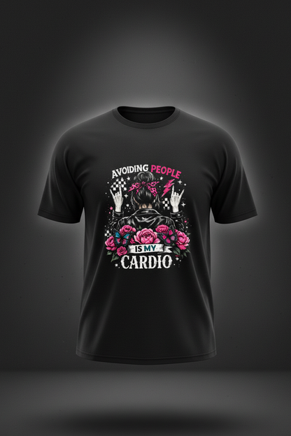 Women’s Avoiding People Is My Cardio loose drop-shoulder graphic T-shirt