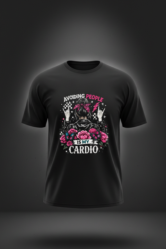 Women’s Avoiding People Is My Cardio loose drop-shoulder graphic T-shirt