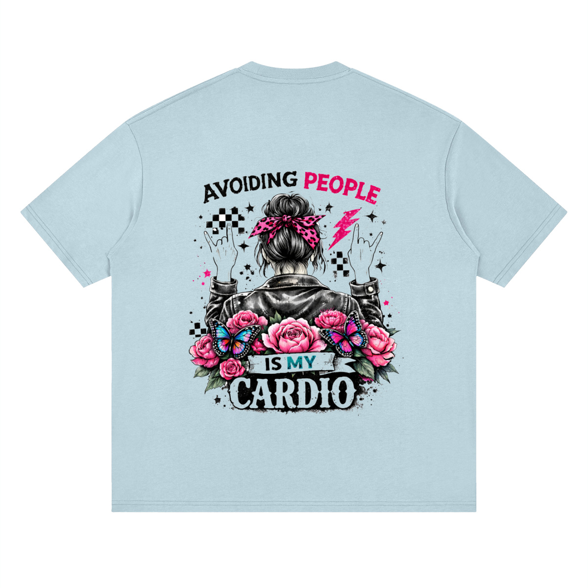 Women’s Avoiding People Is My Cardio Loose Drop-Shoulder T-Shirt