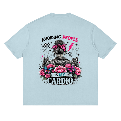 Women’s Avoiding People Is My Cardio Loose Drop-Shoulder T-Shirt