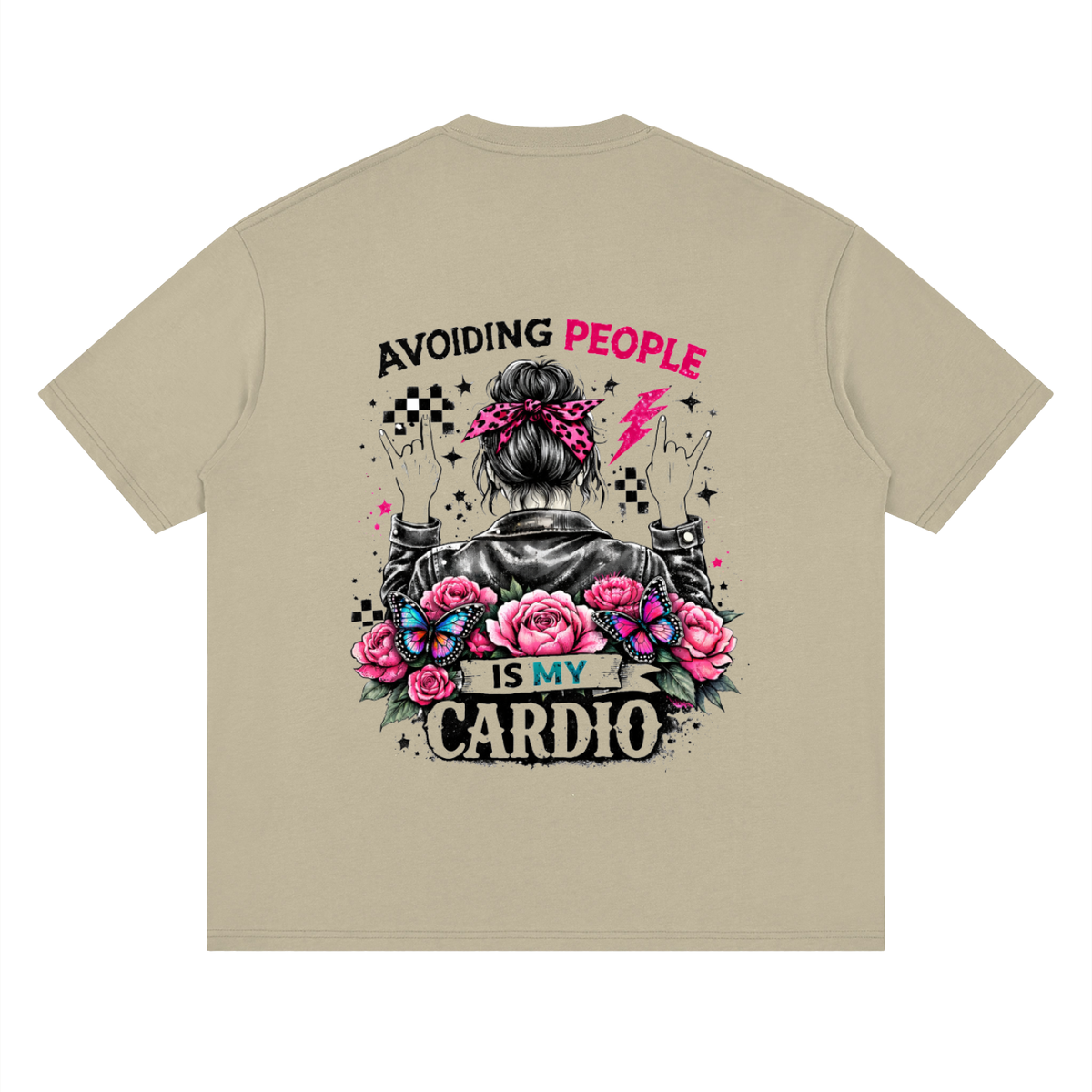 Women’s Avoiding People Is My Cardio Loose Drop-Shoulder T-Shirt