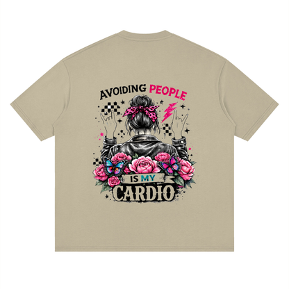 Women’s Avoiding People Is My Cardio Loose Drop-Shoulder T-Shirt