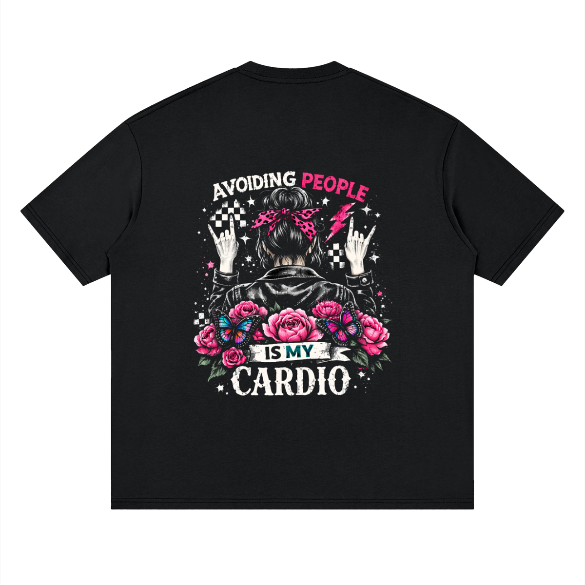 Women’s Avoiding People Is My Cardio Loose Drop-Shoulder T-Shirt