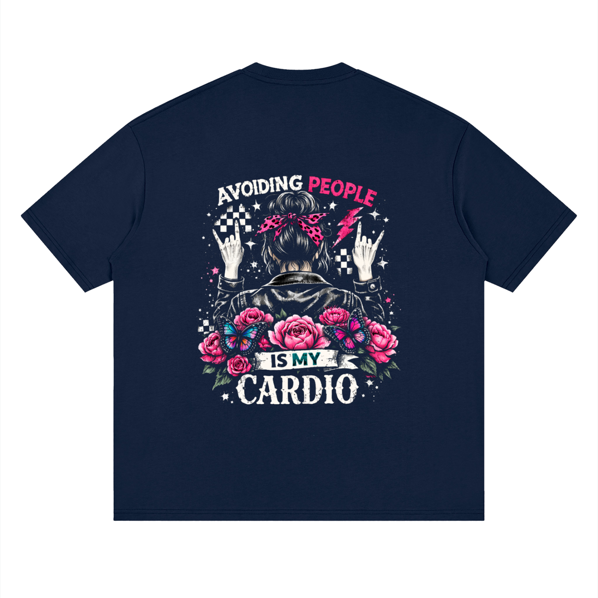 Women’s Avoiding People Is My Cardio Loose Drop-Shoulder T-Shirt