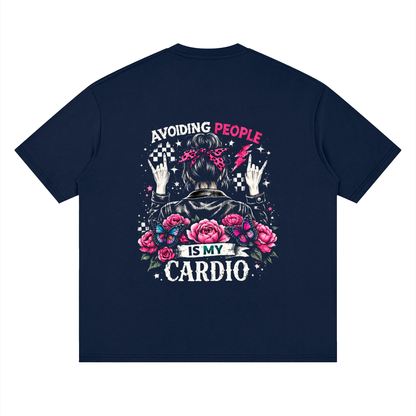 Women’s Avoiding People Is My Cardio Loose Drop-Shoulder T-Shirt