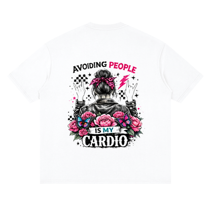 Women’s Avoiding People Is My Cardio Loose Drop-Shoulder T-Shirt