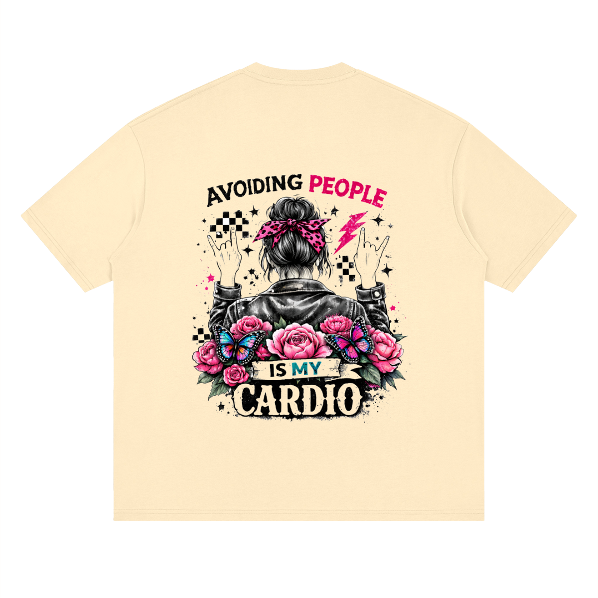 Women’s Avoiding People Is My Cardio Loose Drop-Shoulder T-Shirt