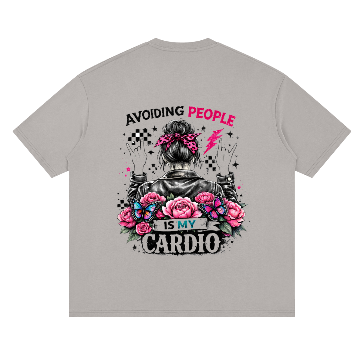 Women’s Avoiding People Is My Cardio Loose Drop-Shoulder T-Shirt