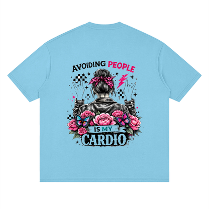 Women’s Avoiding People Is My Cardio Loose Drop-Shoulder T-Shirt
