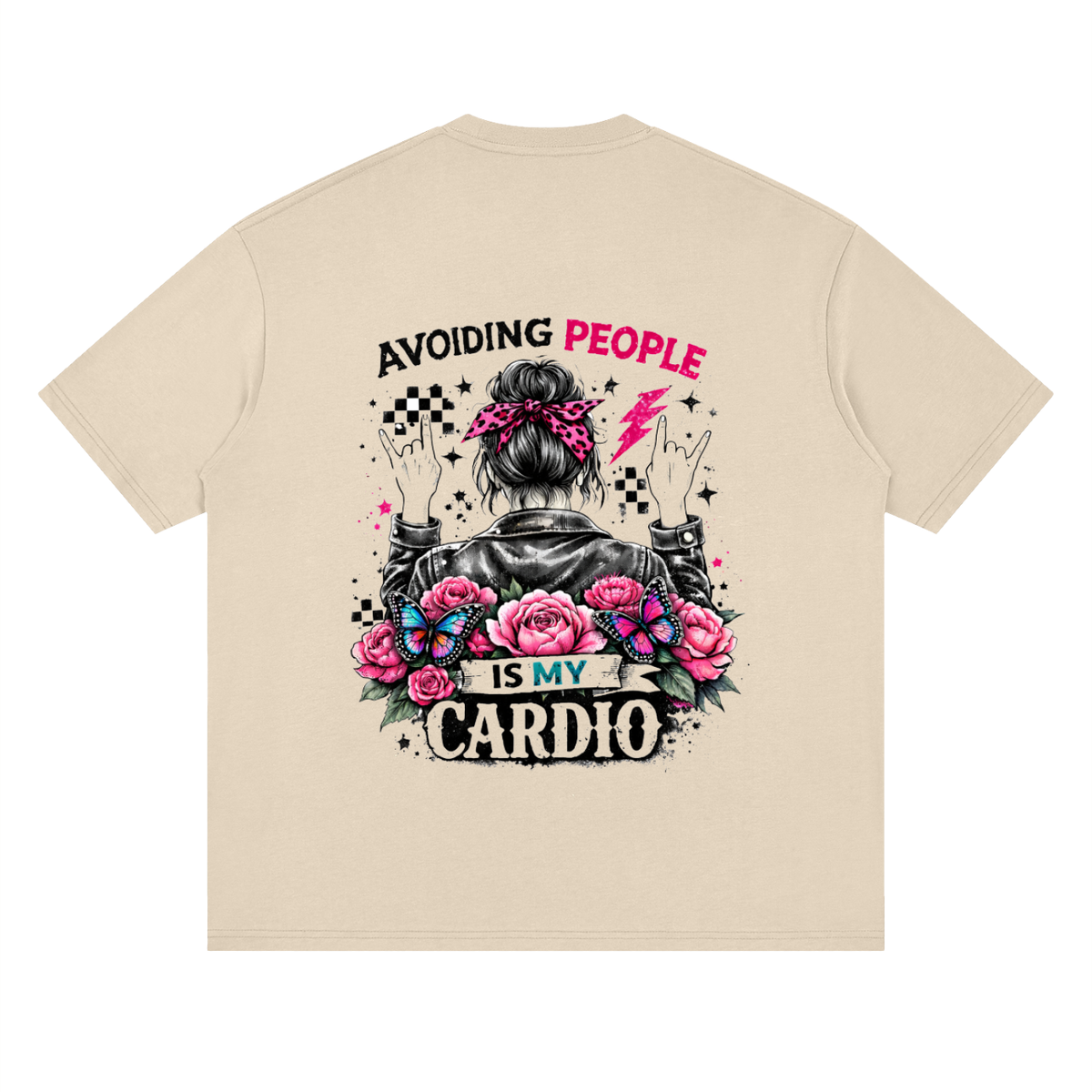 Women’s Avoiding People Is My Cardio Loose Drop-Shoulder T-Shirt