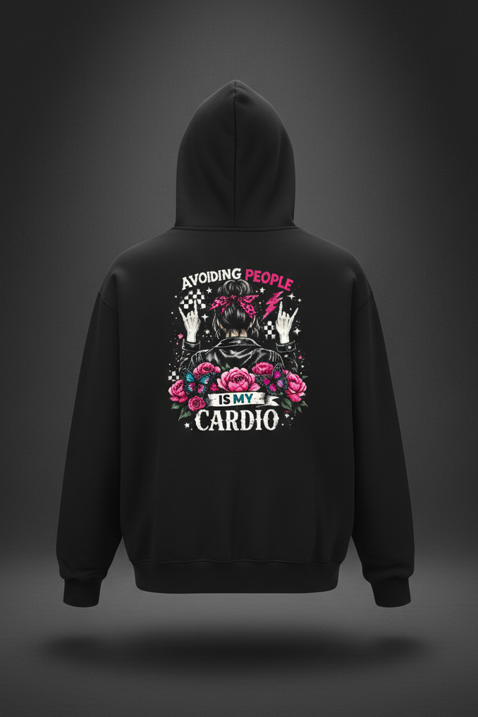 Women’s Avoiding People Is My Cardio oversized boxy fleece hoodie