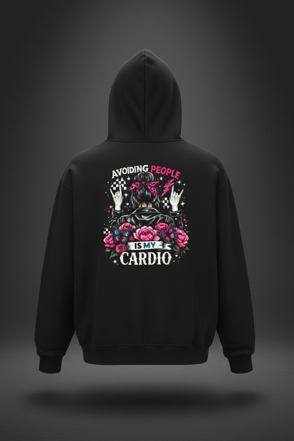 Women’s Avoiding People Is My Cardio oversized boxy fleece hoodie