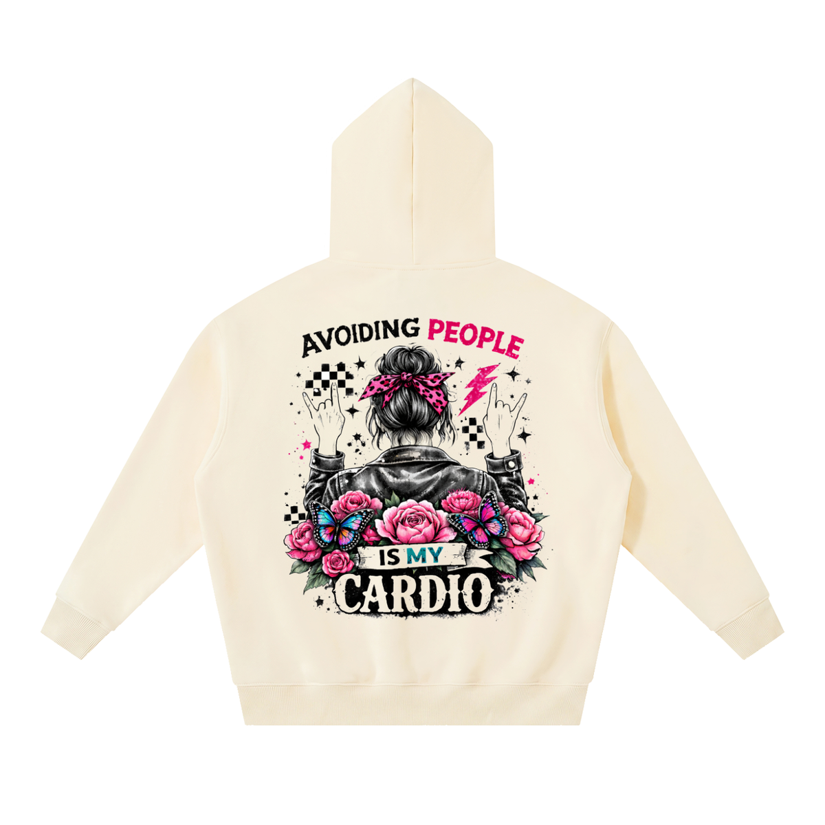 Women’s Avoiding People Is My Cardio Oversized Boxy Fleece Hoodie