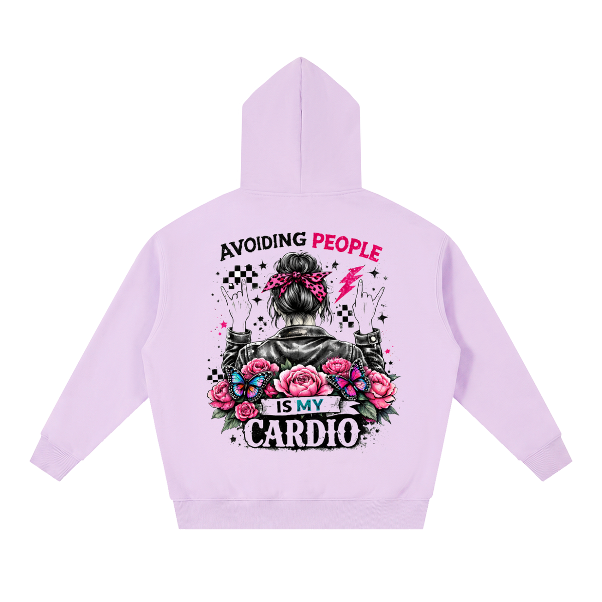 Women’s Avoiding People Is My Cardio Oversized Boxy Fleece Hoodie