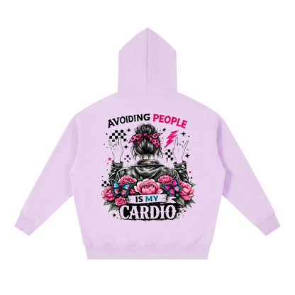 Women’s Avoiding People Is My Cardio Oversized Boxy Fleece Hoodie