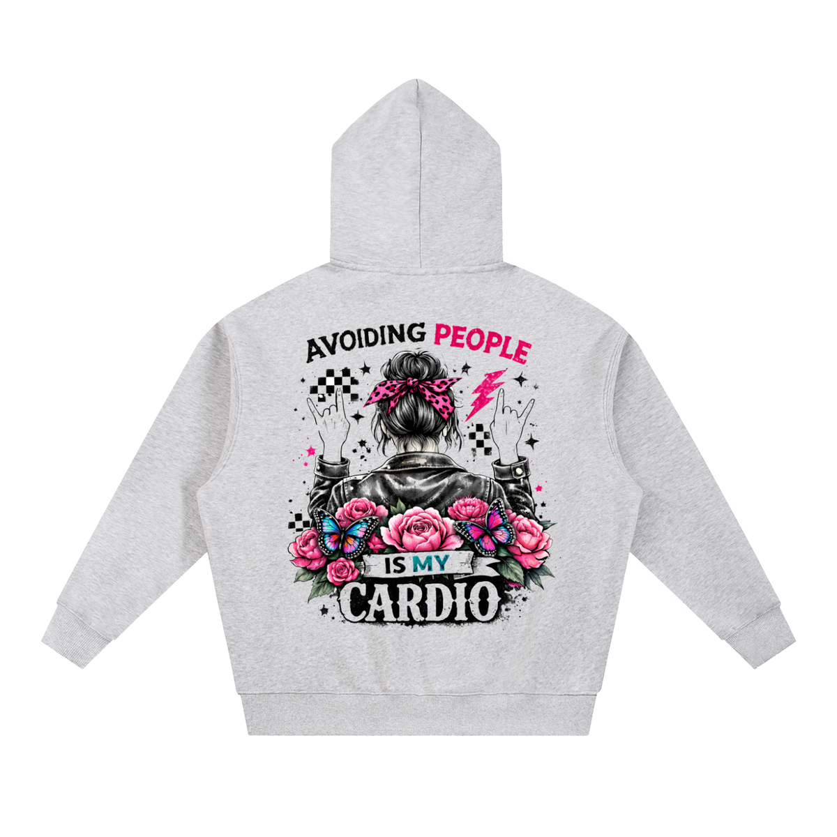 Women’s Avoiding People Is My Cardio Oversized Boxy Fleece Hoodie