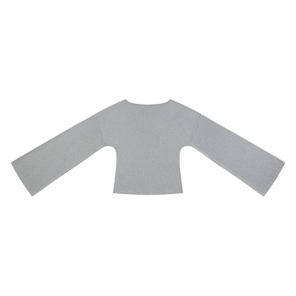 Women's Bell Sleeve T-Shirt in flower gray, alternate angle