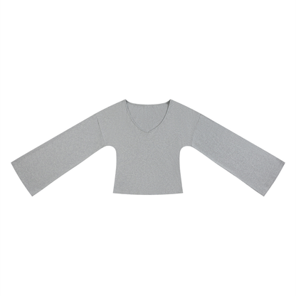 Women's Bell Sleeve T-Shirt in flower gray