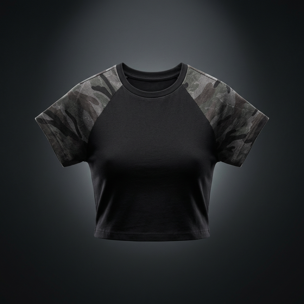 Women's Bodycon Camo Raglan T-Shirt