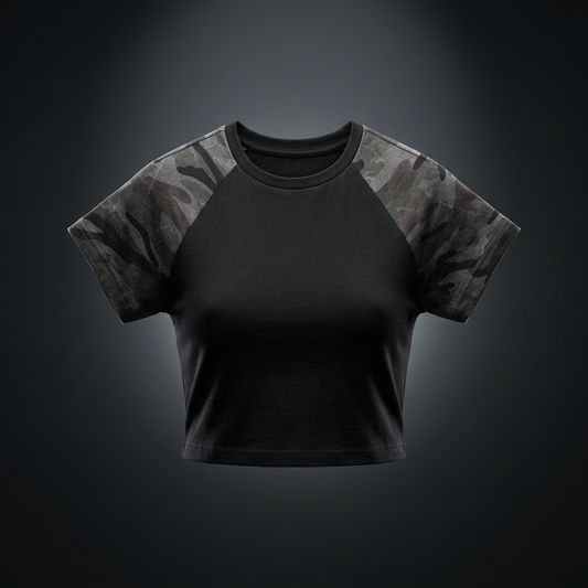 Women's Bodycon Camo Raglan T-Shirt