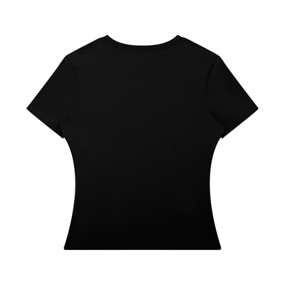 Women's Bodycon Nylon T-Shirt in black, alternate angle