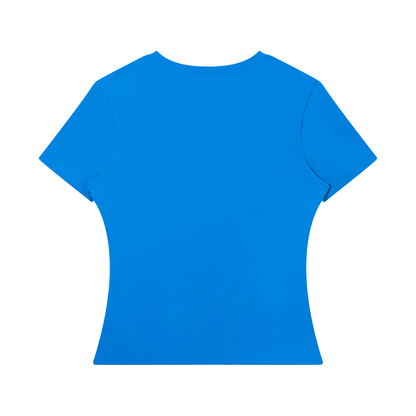 Women's Bodycon Nylon T-Shirt in colorful blue, alternate angle