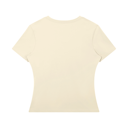 Women's Bodycon Nylon T-Shirt in light apricot, alternate angle