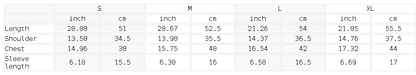 Size chart for the Women's Bodycon Nylon T-Shirt