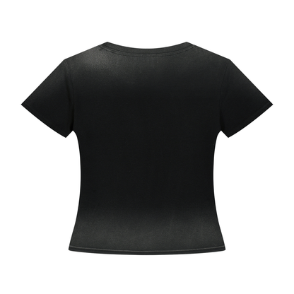 Women's Bodycon Sunfade Washed T-Shirt in black, alternate angle