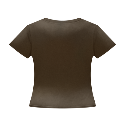 Women's Bodycon Sunfade Washed T-Shirt in brown, alternate angle