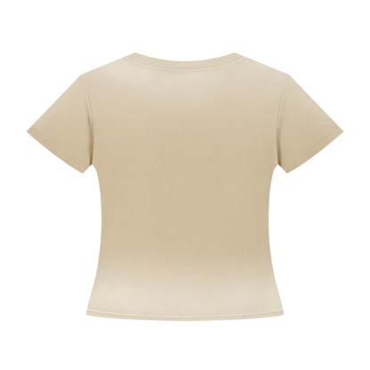 Women's Bodycon Sunfade Washed T-Shirt in light apricot, alternate angle