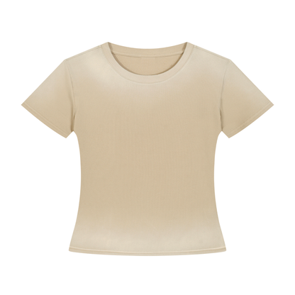 Women's Bodycon Sunfade Washed T-Shirt in light apricot