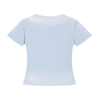 Women's Bodycon Sunfade Washed T-Shirt in sky blue, alternate angle