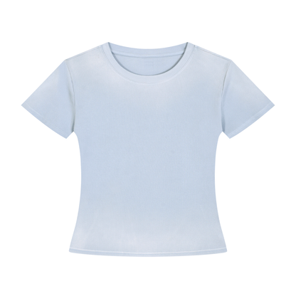 Women's Bodycon Sunfade Washed T-Shirt in sky blue