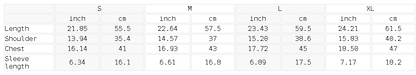 Size chart for the Women's Bodycon T-Shirt