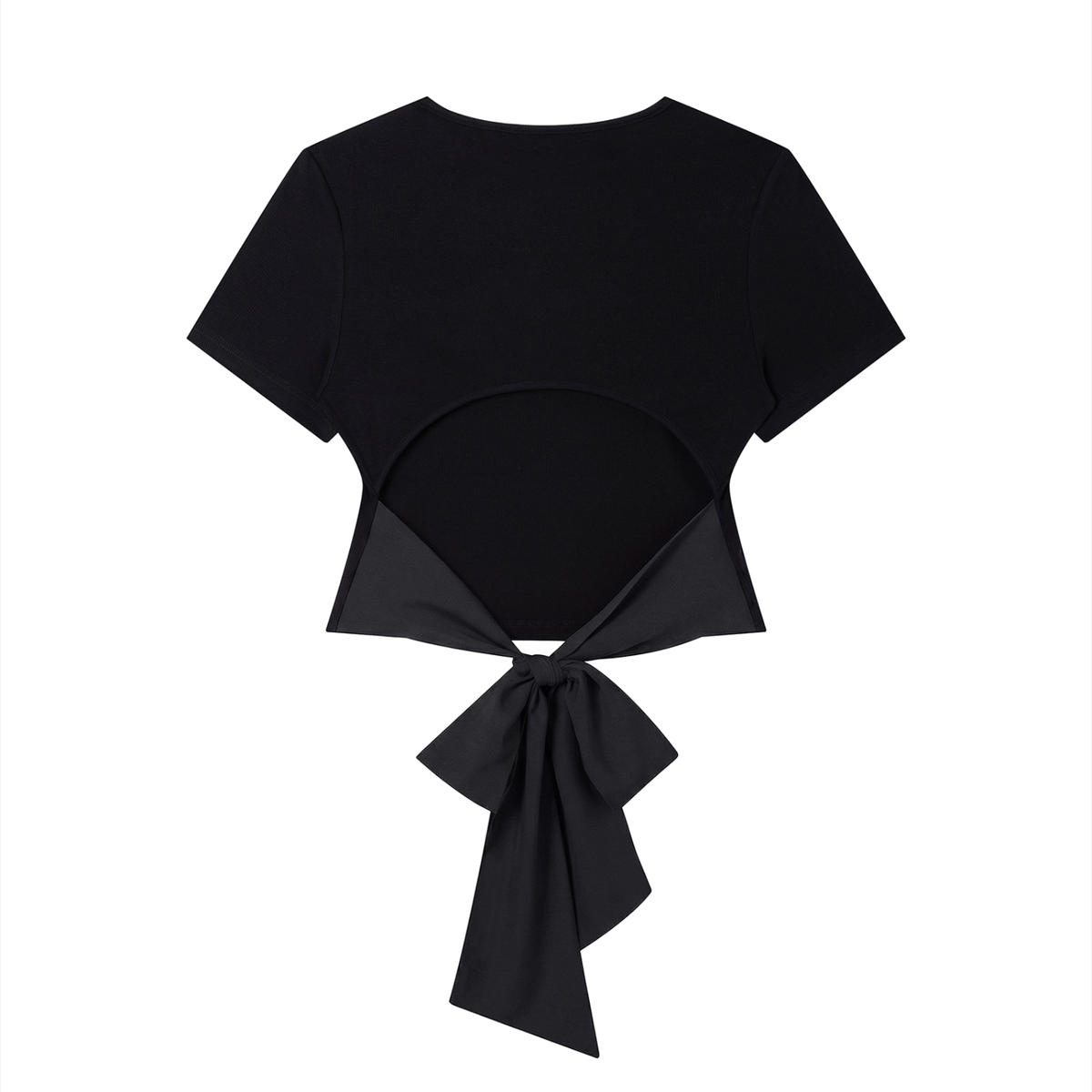 Women's Bodycon Tie-Back T-Shirt in black, alternate angle