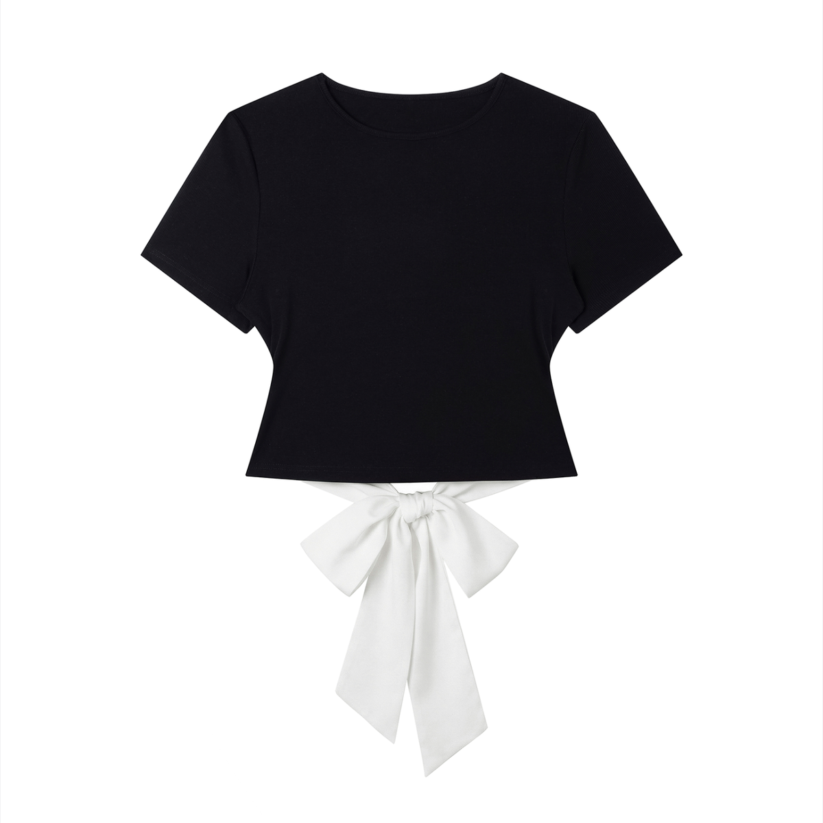 Women's Bodycon Tie-Back T-Shirt in black with white