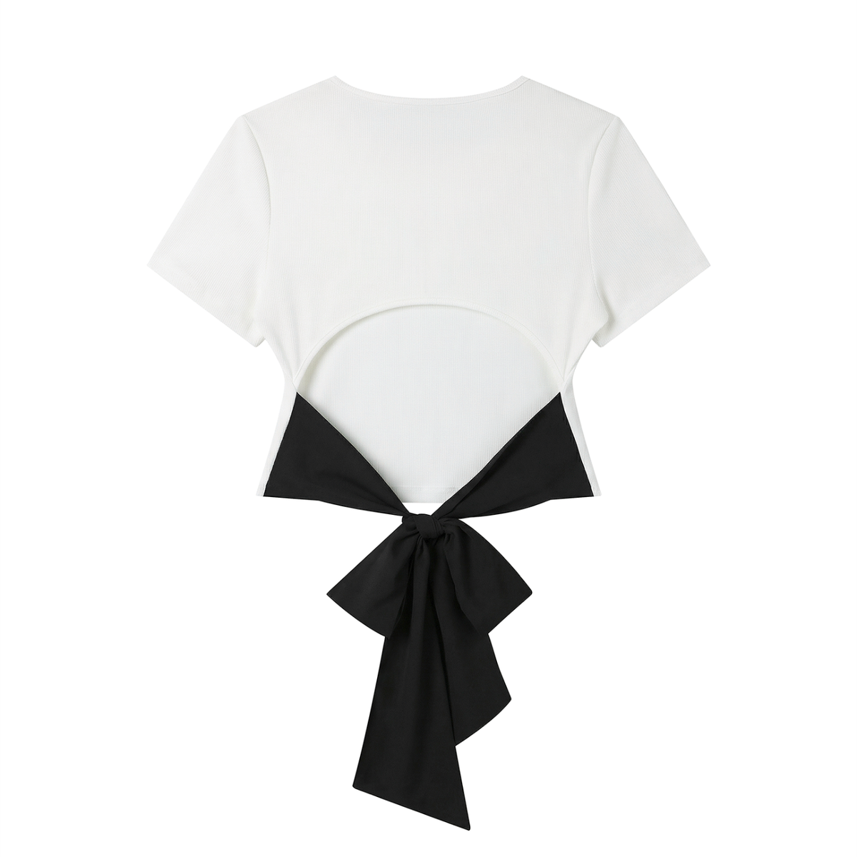 Women's Bodycon Tie-Back T-Shirt in white with black, alternate angle